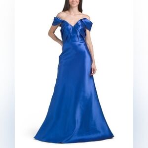 Rene Ruiz Collection Off The Shoulder Mikado Gown In Cobalt SZ 12